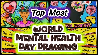 World mental health day poster drawing/very easy world mental health day poster/simple Drawing|