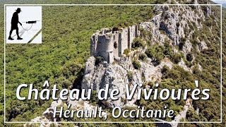 Château de Viviourès / La Roquette, Valflaunès, Hérault, Occitania, France - on foot and with drone