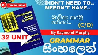 'didn't need to and needn't have..'| | Raymond Murphy| Intermediate English Grammar| unit 32 C/D