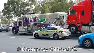 Truckworks Kenworth and Holden Commodore police cars attending truck breakdown