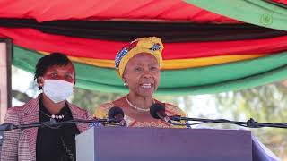 Minister Muchinguri speaking at the Thekwane High School centenary celebrations