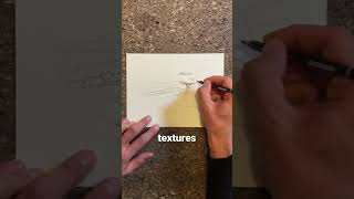 Landscape sketching process with a colored pencil