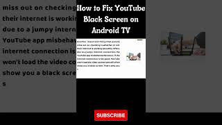 How to Fix YouTube Black Screen on Android TV #shorts #shortvideo #youtubeblackscreen