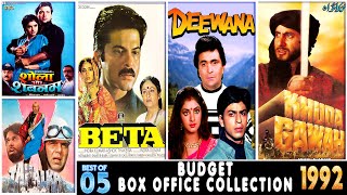 Bollywood Movies Box Office Collection 1992 | Top 5 Hindi Movies of 1992 | Beta | Deewana | Khuda G.