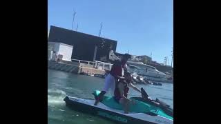 Sneakbo falls off Jetski with ArdAdz