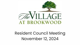 Resident Council Meeting - November 12, 2024