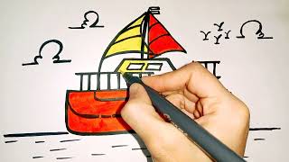 Ship Step by Step  Drawing And Colouring|| AwesomeDrawingClips|| Drawing And Painting||ArtWork