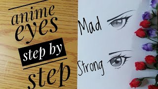 How to draw anime eyes step by step/ Slow tutorial for beginners 2021