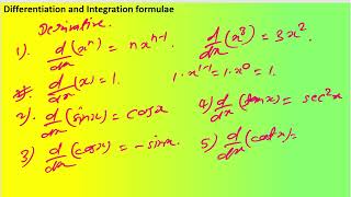 001_Differentiation and Integration formulae Mathematics