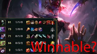 Solo carry with small lead and losing team | Evelynn gameplay