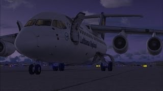 FSX - Avro RJ 85 Lufthansa Regional landing at EDDS