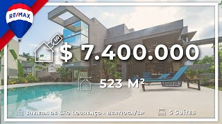 BELÍSSIMA CASA COM ESTILO CONTEMPORÂNEO Riviera de São Lorenço com 5 suítes R$ 7.400.000,00