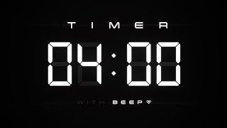 4 Min Digital Countdown Timer with Simple Beeps ⚪️