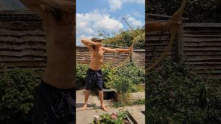 3 arrows to bring down a Dragon #trickshots #archery #bowhunt #diy #bowyer #garden #monster #sound