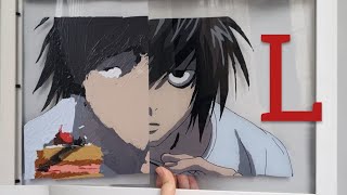 نقاشی رو شیشه انیمه ای / L from death note/ ال