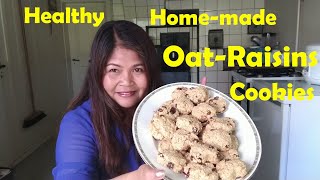 Easy to make healthy home-made oat-raisin cookies.