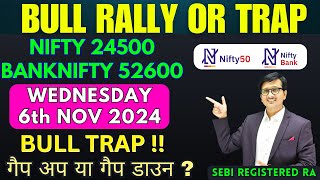 Nifty Prediction and Bank Nifty Analysis for WEDNESDAY 6 NOVEMBER 2024 | Nifty Bank nifty Tomorrow