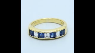 Sapphire and Diamond Band in 18k Yellow Gold