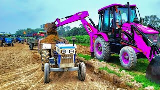 JCB 3dx Backhoe Loading Mud in Mahindra 475 Di tractor JCB miti khudai work JCB working  #jcbvideo