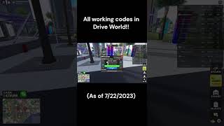 all working codes in drive world #roblox #driveworld