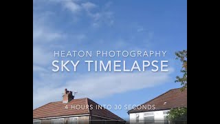 4 hours into 30 seconds time lapse of a dynamic sky.