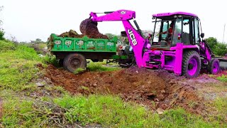 JCB 3dx Backhoe Loading Mud in Mahindra 475 Di tractor JCB miti khudai JCB video JCB #jcb #jcb3dx