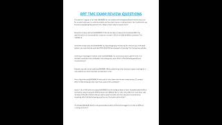 Rrt Tmc Exam Review Questions And Answers 100 Verified Solutions