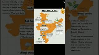 Local Winds of India   || Geography  icse 9  |  #shorts  #youtube #geo #education