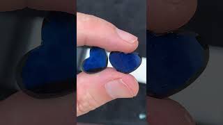 Natural ink blue heart shape facted tourmaline pair rosecuts from Afghanistan Weight 7.6 carat