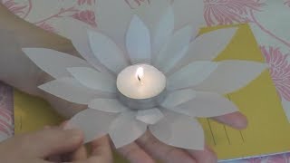 DIY. Make Lotus Flower for a Tea Candle. Recycle a milk Bottle.