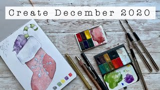 Tutorial or Lesson | Create December # 7 | Ballpoint pen and watercolor