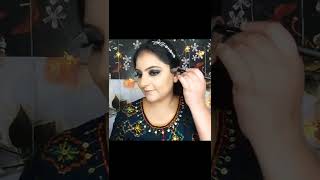 Navratri🙏(garba night) makeup tutorial glam smokey blue💙💤gliitery eyes #shorts #navratrimakeup2022