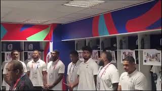 Flying Fijian Team Sing "Ke dau bibi na i colacola" before the Australia game.