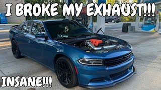 MY EXHAUST EXPLODED!!! HOLE IN EXHAUST!! INSANE!!! NO HOOD POV IN FLAME TUNE V6 CHARGER! MUST SEE!!!