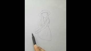 How to draw a girl ridding bicycle drawing//pencil  drawing  of a cycle ridding  girl