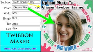 Build A Twibbon Maker Website Using HTML CSS JavaScript PHP | Upload Photo To Chosen Twibbon Frame