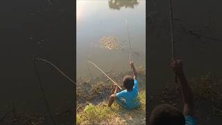 Amazing Boy Catching Big Fish by hook trap in Beel pond water #hook_fishing #catching_fish #shorts