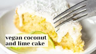 Vegan Coconut Cake with Lime Glaze! (RECIPE LINK IN DESCRIPTION)