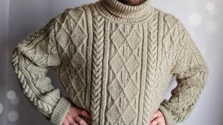 Мужской свитер спицами || Men's sweater knitting