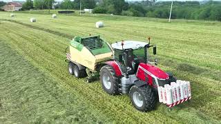 🌿Enrubannage avec  Massey Ferguson 8s et 7s/krone comprima