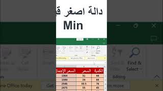 دالة اصغر قيمة في الاكسل Min