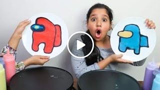 رسمنا امونق اس و صرصور و كمامة !! تحدي الرسم بالبانكيك ! pancake art challenge ! among us/mask