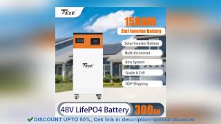 ✔️TEZE 48V/51.2V 300Ah 15KWH Powerwall LifePo4 Battery All-In-One Solar Energy System Built