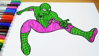 Coloring Pages Spiderman Green - Spiderman Coloring Book 2017 Learning Colors For Kids