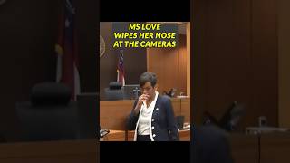 Ms Love wipes her nose at the cameras #ysltrial