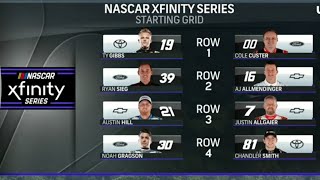 STARTING LINEUP FOR THE 2024 TENNESSEE LOTTERY 250 NASCAR XFINITY SERIES RACE AT NASHVILLE