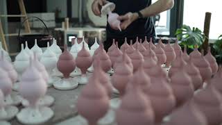 Crystalline Christmas Ornament Production - Glazing and Finishing (ASMR) - Matt Horne Pottery