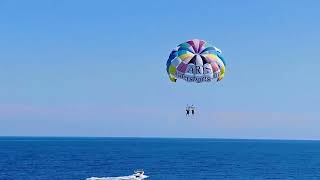 Parasailing drone footage from Aris Water Sports