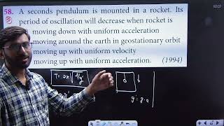 A seconds pendulum is mounted in a rocket . Its period of oscillation will decreases when rocket ...