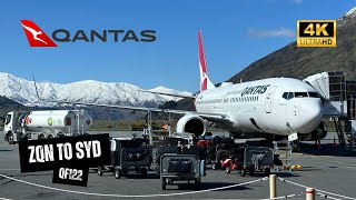 QANTAS B737-800 QF122 Economy Class - Queenstown to Sydney, Manaia Lounge, Southern Alps (4K)